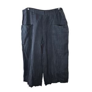 J. Jill Pure Jill 100% Linen Extra Wide Leg Crop Gray Pants Sz Medium Fits Large